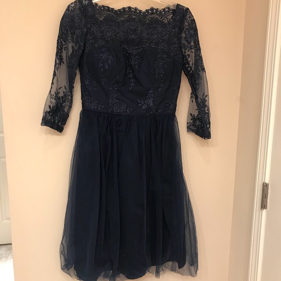 CHI CHI London ASOS 6 lace tulle Navy Retro Dress - Picture 7 of 7